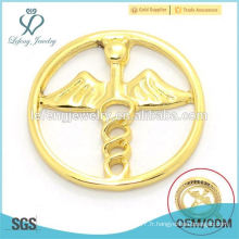 Hot selling 18k en alliage d&#39;or charmes flottants cheap locket window angel wing plates jewelry